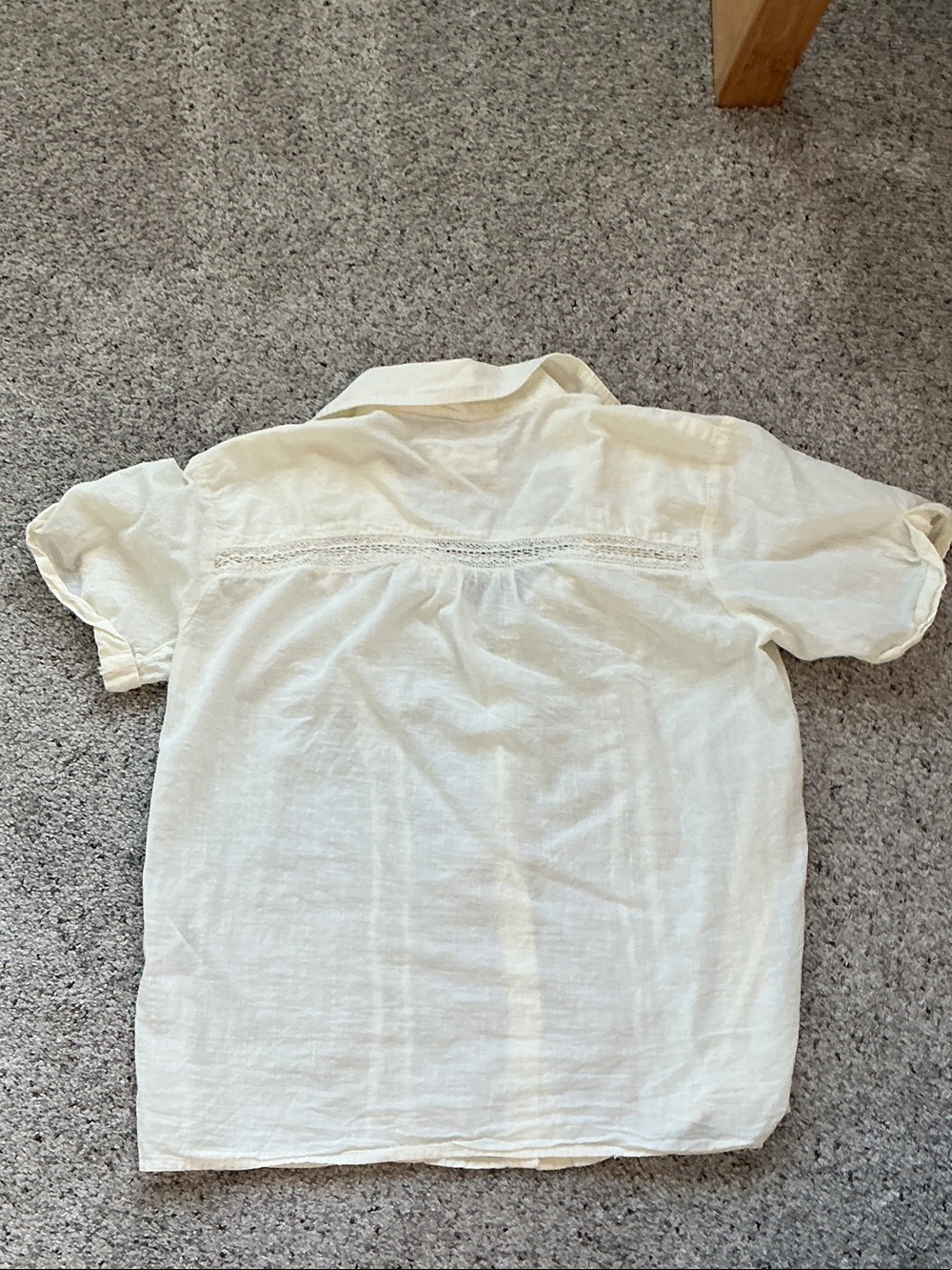 Anthropologie Eyelet Button-Front Short Sleeve Shirt ~ Cream - Picture 9 of 9